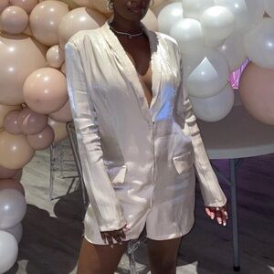 PrettyLittleThing Beige Blazer Mini Dress with Snap Buttons